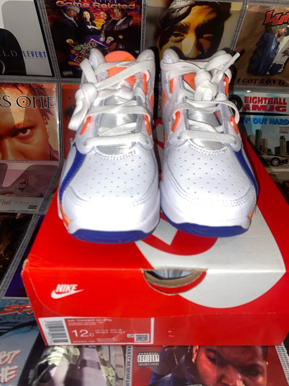 Nike Kids' White/Orange/Blue Athletic Sneakers Nike Air Trainer